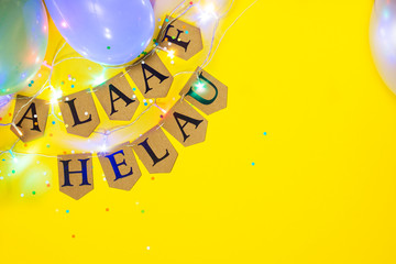 Alaaf Helau Karneval Vorlage für Einladungen Hintergrund mit Ballons Konfetti Ballons Typografie Background Template Kölle Alaaf Fasching Girlande