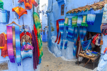 Traditional blue door in the old Medina of Chefchaouen