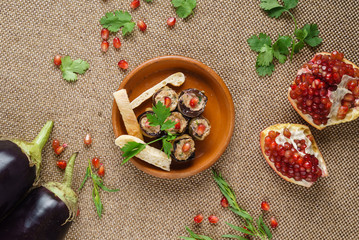 eggplant rolls with tahini sauce