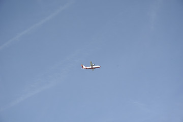 Airplane in the Sky by Morning with Clear Sky