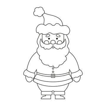 Christmas coloring book for children and adult. Vector illustration of cartoon Santa Claus. Santa Clause icon.