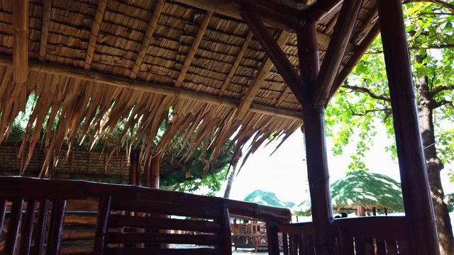 Inside a Nipa Hut on a Beach in the Philippines