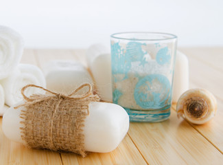 Healthy lifestyle concept with aromatic soaps