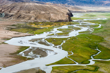 Ladakh, India - Jul 14 2019 - Beautiful scenic view from Hanle Monastery (Hanle Gompa in Hanle, Ladakh, Jammu and Kashmir, India.