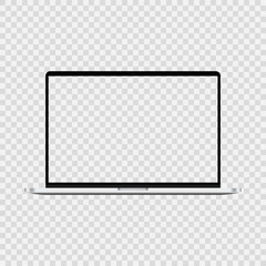 Realistic Silver / White Notebook with Blank Screen And Shadow. isolated on transparent background. for Project, Presentation. Blank Device Mock Up. Separate Groups and Layers. Easily Editable Vector.