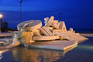 Night Fountain "Nave di Cascella" in Pescara, Abruzzo, Italy