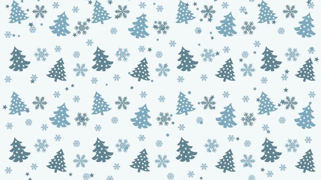 Christmas background pattern with Christmas trees and snowflakes