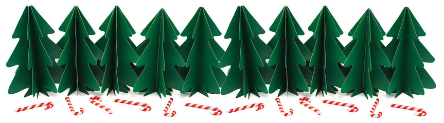 3d origami christmas tree from paper with artificial christmas candy for decorationcandy background