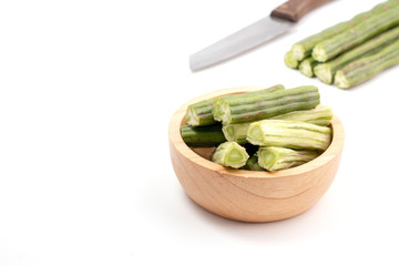 Moringa Oleifera seed dried on isolated white background.