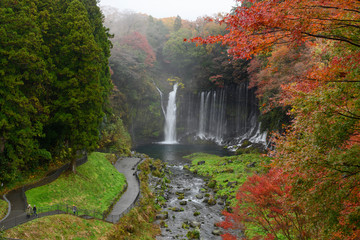 Fototapeta premium Fuji Mountain and Shiraito Fall at Fujinomiya,