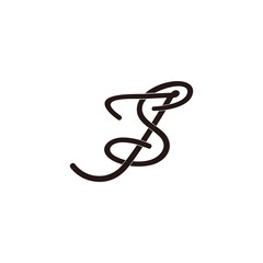 letter js needle thread loop lines logo vector