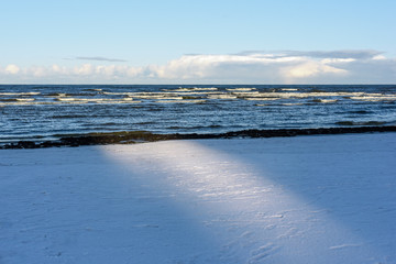 Baltic sea beach in winter, Jurmala, Latvia