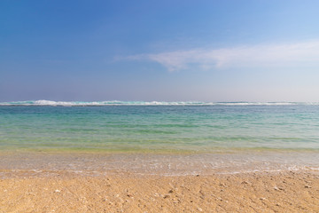 Melasti Beach waves and sand. Ungasan, South Kuta, Badung Regency, Bali