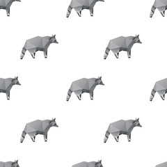 Raccoon triangle shape seamless pattern backgrounds. Wrapping paper template. Polygonal design illustration.