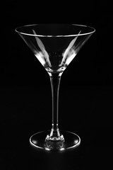 transparent glass on black background