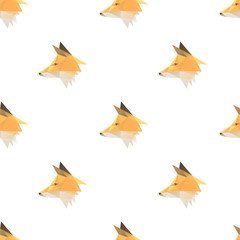 Fox head triangle shape seamless pattern backgrounds. Wrapping paper template. Polygonal design illustration.