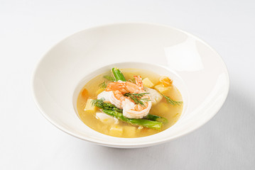 seafood soup on the white background