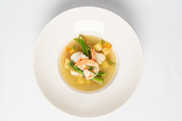 seafood soup on the white background