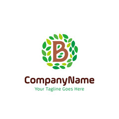 initial B nature leaf logo. letter B and rounded leaves concept design vector template illustration. natural, eco company, garden park, real estate symbol icon