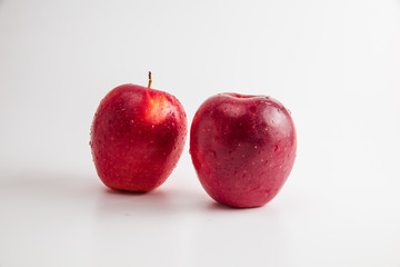 close view of two red Apples  fruit