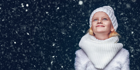 girl in white winter clothes