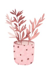 Hand drawn watercolor isolated illustration on the white flat background. Valentine's day greeting card