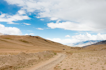Ladakh, India - Jul 14 2019 - Tsaga La Pass in Ladakh, Jammu and Kashmir, India. Tsaga La Pass is situated at an altitude of around 4641m above the sea level.