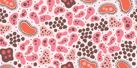 bacteria virus doodle seamless pattern, minimalism