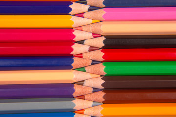 Colored pencils for drawing. Education and creativity. Leisure and art