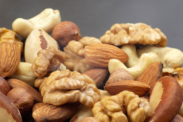 Different kinds of nuts. Healthy and protein food