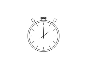 Line drawing of an analogue timer or stopwatch, vector illustration