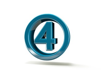 Fototapeta premium 3D illustration number with white background,number 4