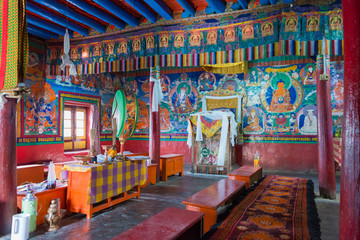 Ladakh, India - Jul 15 2019 - Takthok Monastery in Leh, Ladakh, Jammu and Kashmir, India.