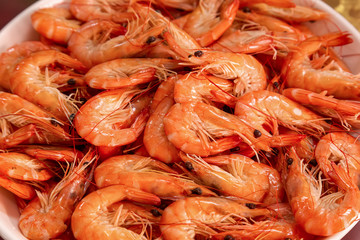 fresh shrimp in the restaurant