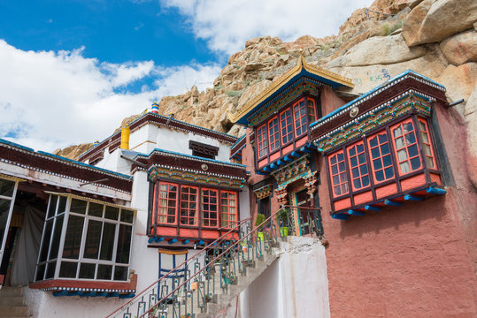 Ladakh, India - Jul 15 2019 - Takthok Monastery in Leh, Ladakh, Jammu and Kashmir, India.