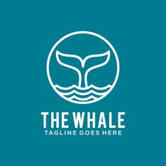 whale logo design template with line art concept style. modern vector illustration of whale tail. save the whale symbol icon
