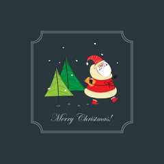 Christmas frame with Santa Claus and gift. [преобразованный]