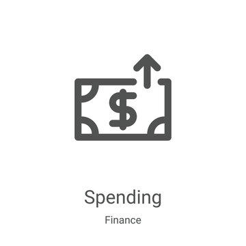 spending icon vector from finance collection. Thin line spending outline icon vector illustration. Linear symbol for use on web and mobile apps, logo, print media