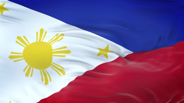 Philippines flag waving in the wind with highly detailed fabric texture. Seamless loop