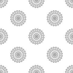 Fantasy seamless pattern with ornamental mandala. Abstract round doodle flower background. Floral geometric circle. Vector illustration.  