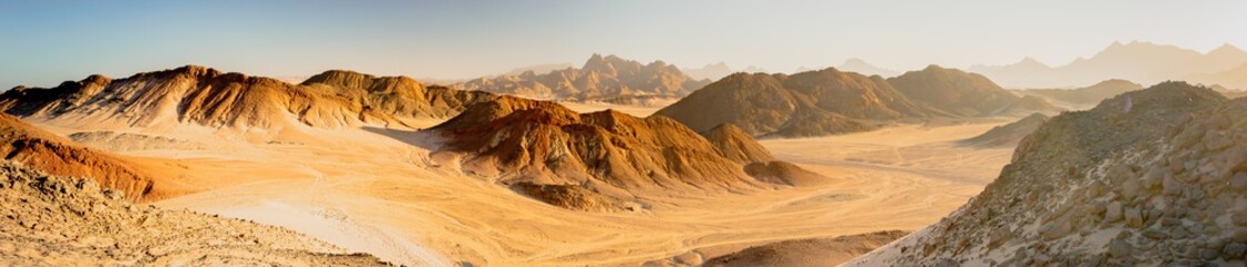panorama of the desert of egypt - obrazy, fototapety, plakaty