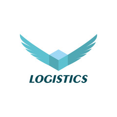 logistic company logo. consisting of a box package with the wings icon. delivery service logo. shipping service logo.