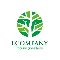 Fototapeta premium leaves eco tree logo circle shape design vector template. eco company logo. eco real estate logo. organic natural garden park concept icon
