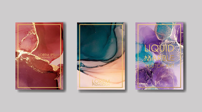 liquid marble with gold. flyer, business card, flyer, brochure, poster, for printing. trend vector