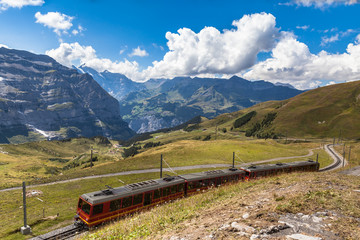 Obraz na płótnie Canvas Cogwheel train running to the Jungfraujoch in Switzerland