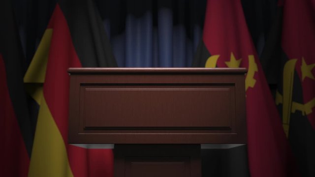 Many flags of Angola and Germany, 3D animation