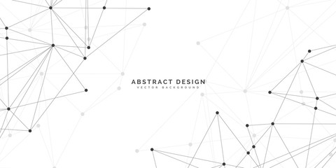 Geometric abstract background with connected line and dots. Network and connection background for your presentation. Digital technology background and network connection.  vector illustration