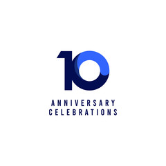 10 Years Anniversary Celebration Blue Vector Template Design Illustration