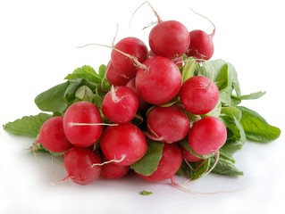 tasty roots of red radish vegetable close up