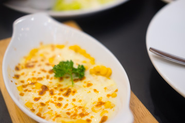 Baked corn mix with cheese